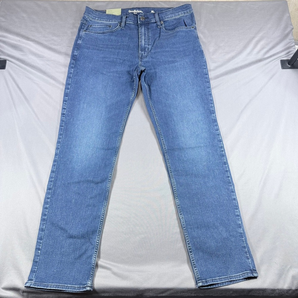 Goodfellow Mens 36x32 Blue Cotton Blend Slim Fit Total Flex Comfort Denim Jeans - Picture 2 of 6